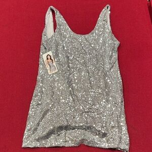 Shirley of Hollywood Silver Sequin Backless Mini Dress